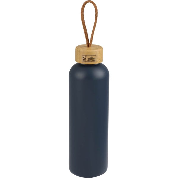 Bouteille recyclée Tania avec couvercle en bambou certifié FSC® 770 ml