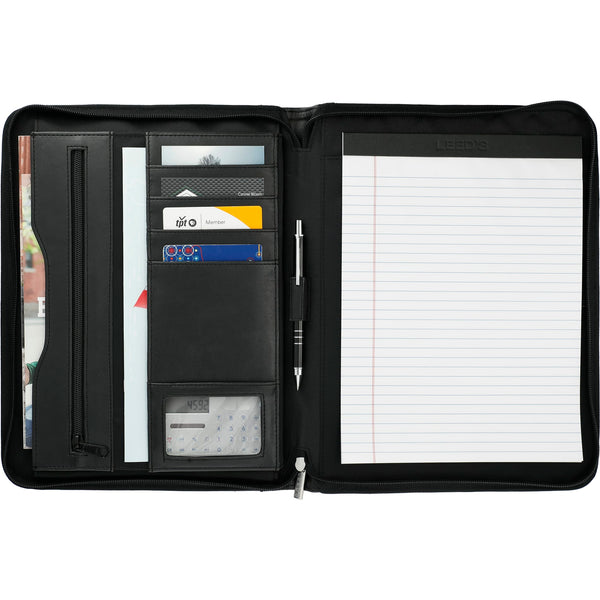 FSC® Mix Millennium Leather Zippered Padfolio