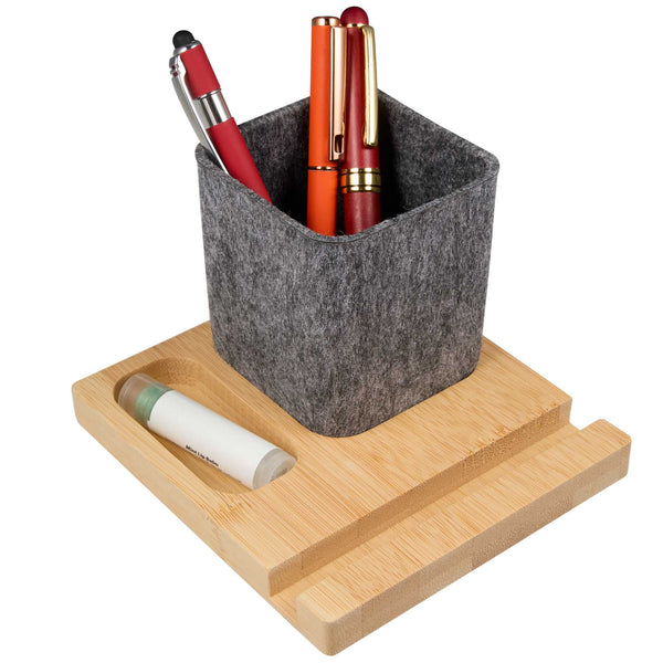 Porte-stylo en feutre recyclé et bambou